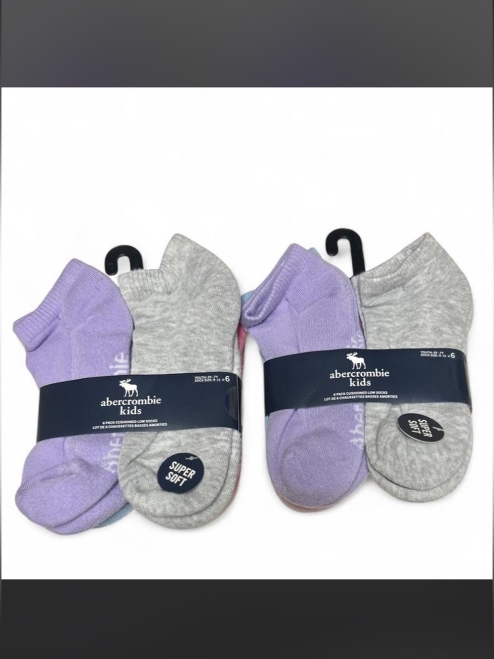 NWT Abercrombie kids cushioned low socks. 12 total pair. Youth 5y-7y.
